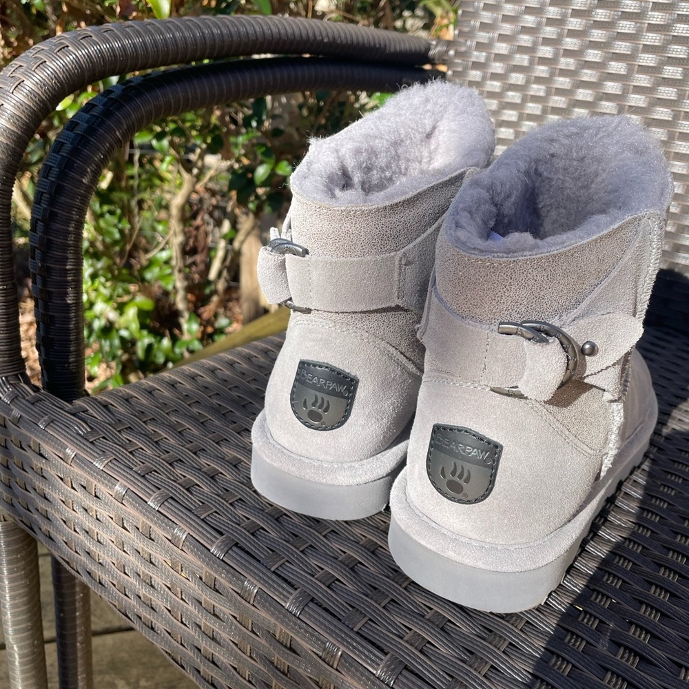 Bearpaw Bear Paw Ladies 9 NEW NWOB GREY SUEDE WOOL ANKLE BOOT SLIPPER BOOTIE